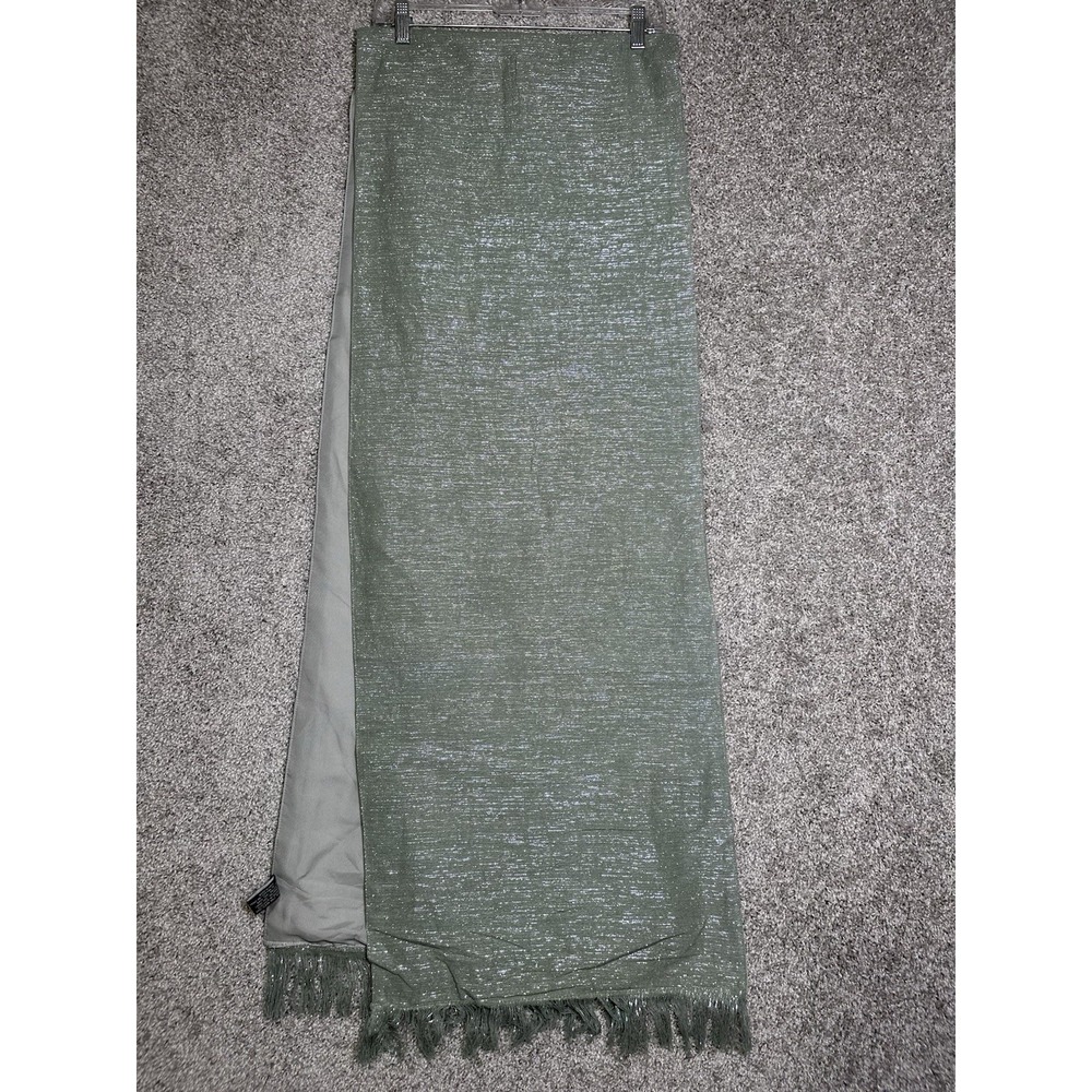 Tahari Home Green Shimmer Table Runner Fringe 86" 7‎ Ft Metallic